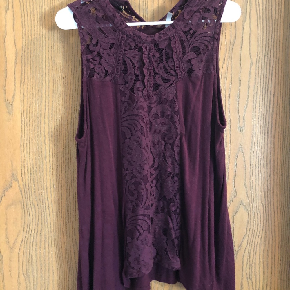 Maroon Lacy Tank Top